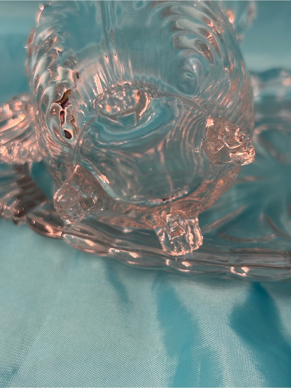Vintage Clear Glass Sugar & Creamer Set w/ Matching Tray – Shell Swirl Pattern - Picture 6 of 13